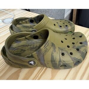 Crocs Classic Camo Clogs Boys Men's‎ 3 / Womens 5 Green Hunting Fishing #2-36